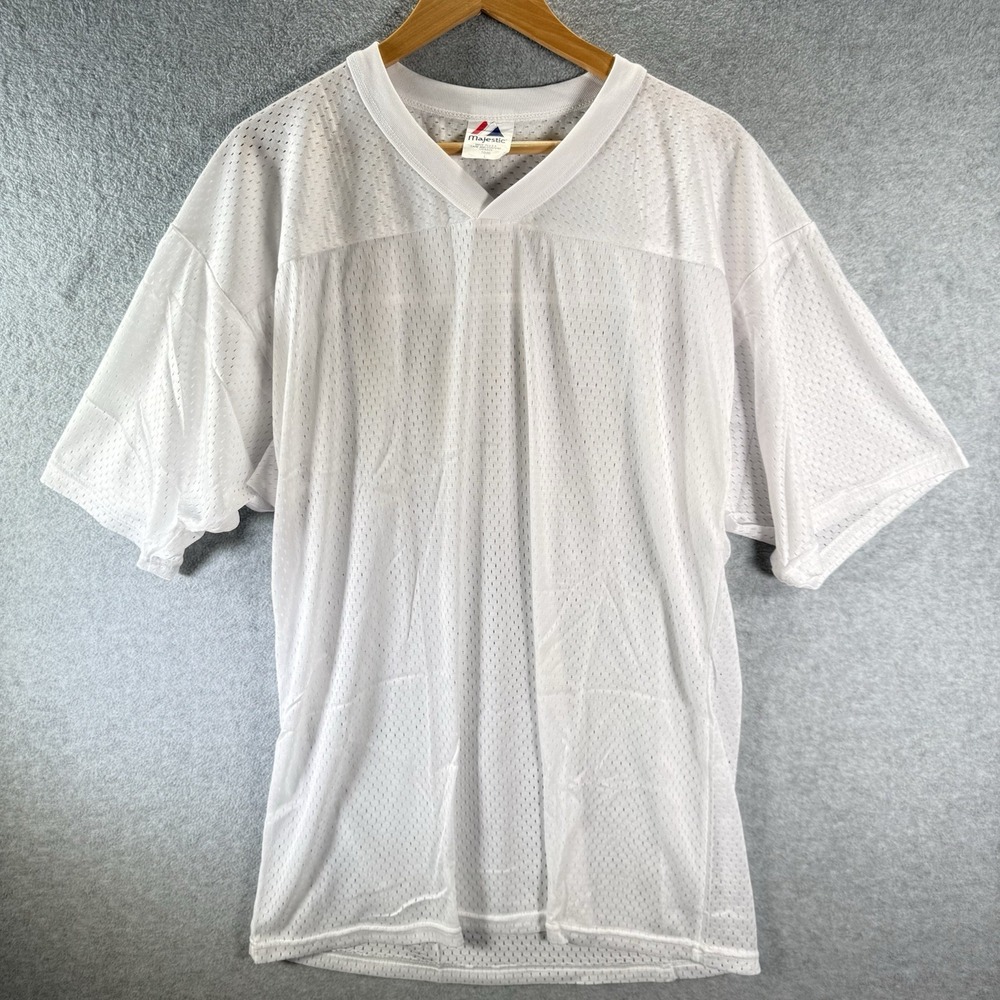 Vintage Majestic Men's White Athletic Mesh Practice Football Jersey‎ Large USA